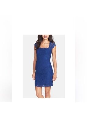 Adrianna Papell Royal Blue Lace Cap-Sleeve Mini Dress